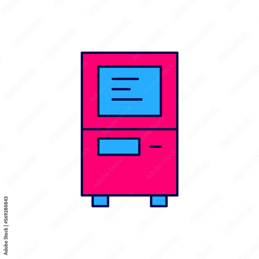 Filled outline ATM - Automated teller machine icon isolated on white background. Vector Filled outline ATM - Automated teller machine icon isolated on white background. Vector
