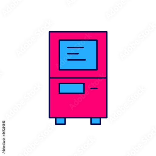 Filled outline ATM - Automated teller machine icon isolated on white background. Vector