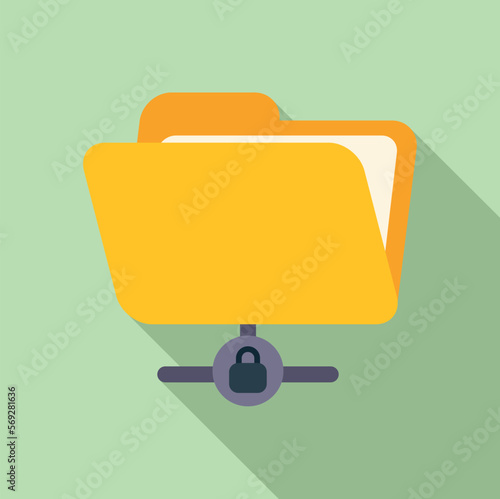 Network folder password protection icon flat vector. Personal login. App screen