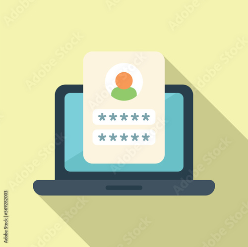 Laptop login icon flat vector. Mobile account. Screen reset