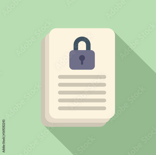 Lock document icon flat vector. Cyber account. Service log