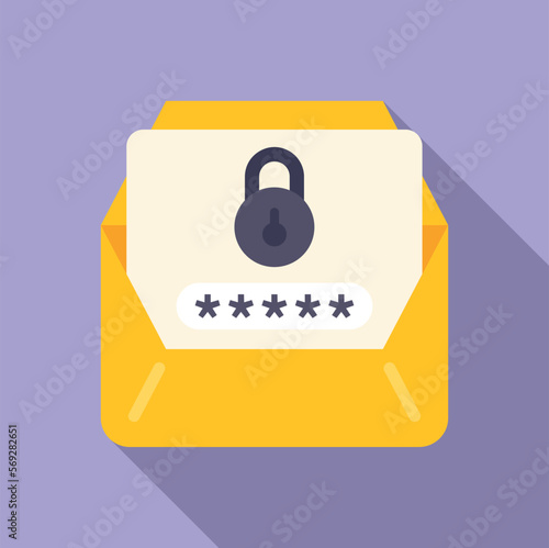 Mail lock icon flat vector. Screen reset. Policy system