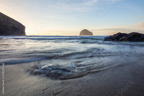 Trebarwith Strand, Cornwall, England, United Kingdom Seacape Stock Photo