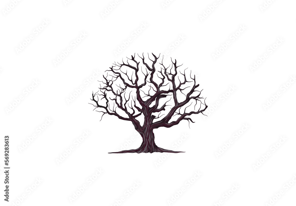Obraz premium dead tree vector illustration. withered tree hand drawing.
