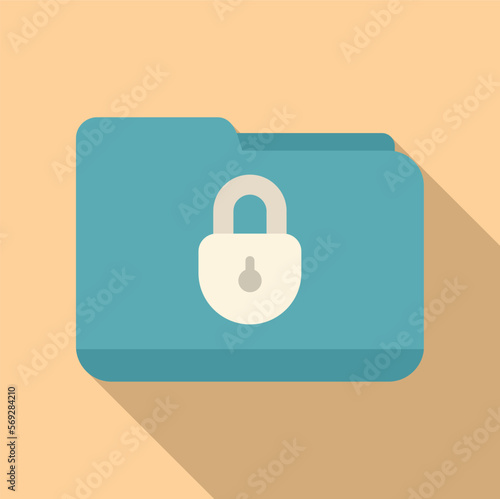 Folder service icon flat vector. Password protection. App laptop