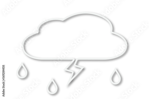 illustrazione con nuvola, saetta e gocce di pioggia photo