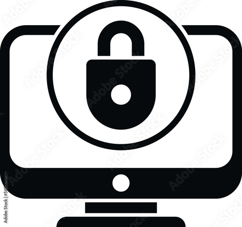 Pc monitor password icon simple vector. Personal login. Laptop app