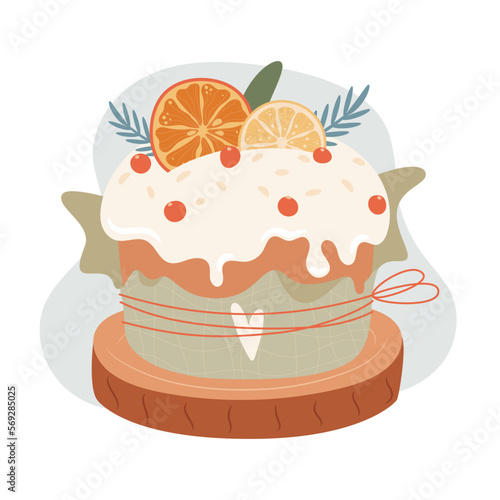 Panettone sweet bread. Vector illustration