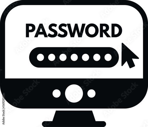 Computer password protection icon simple vector. Personal video. Change reset