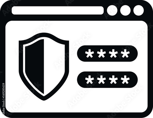Web password protection icon simple vector. Personal account. Laptop screen