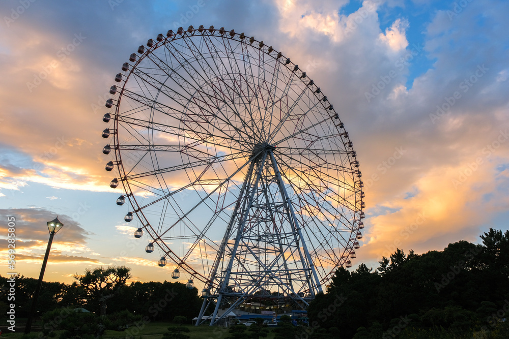 東京都江戸川区 夕暮れの葛西臨海公園 観覧車 東京都江戸川区 夕暮れの葛西臨海公園 観覧車
