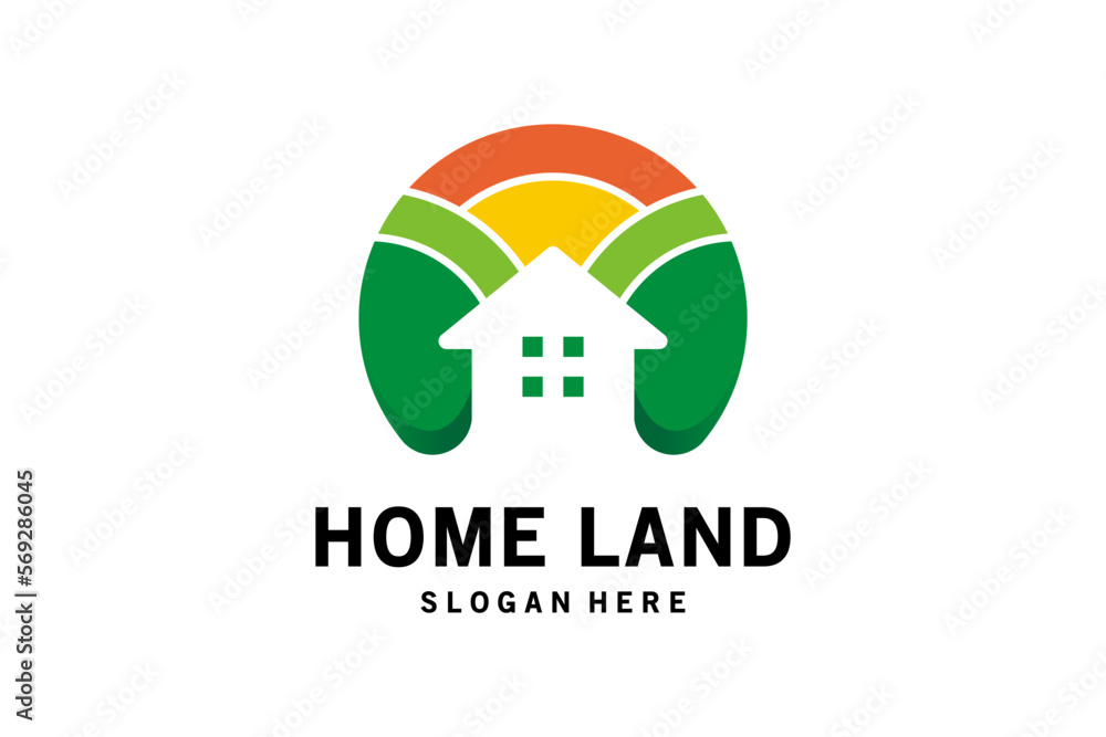 Land and house symbol logo design for property modern style Land and house symbol logo design for property modern style