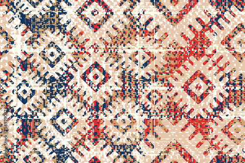 Abstract beige vector distressed pattern background vector design, Patchwork Graphic Motif Brushed Background. Seamless geometric textured  Decorative textile living style home  fabric rug, area cover
