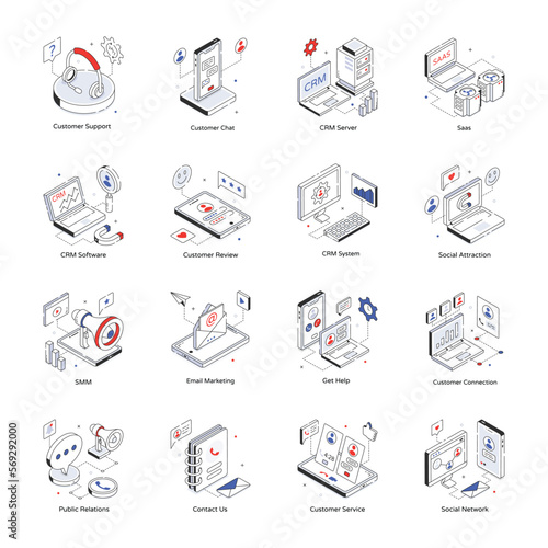 Pack of CRM Isometric Icons 
