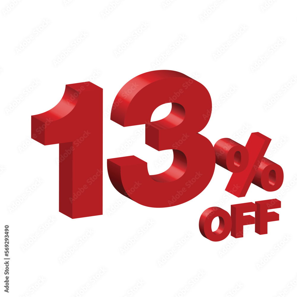 thirteen 13 percent off 3d vector illustration thirteen 13 percent off 3d vector illustration