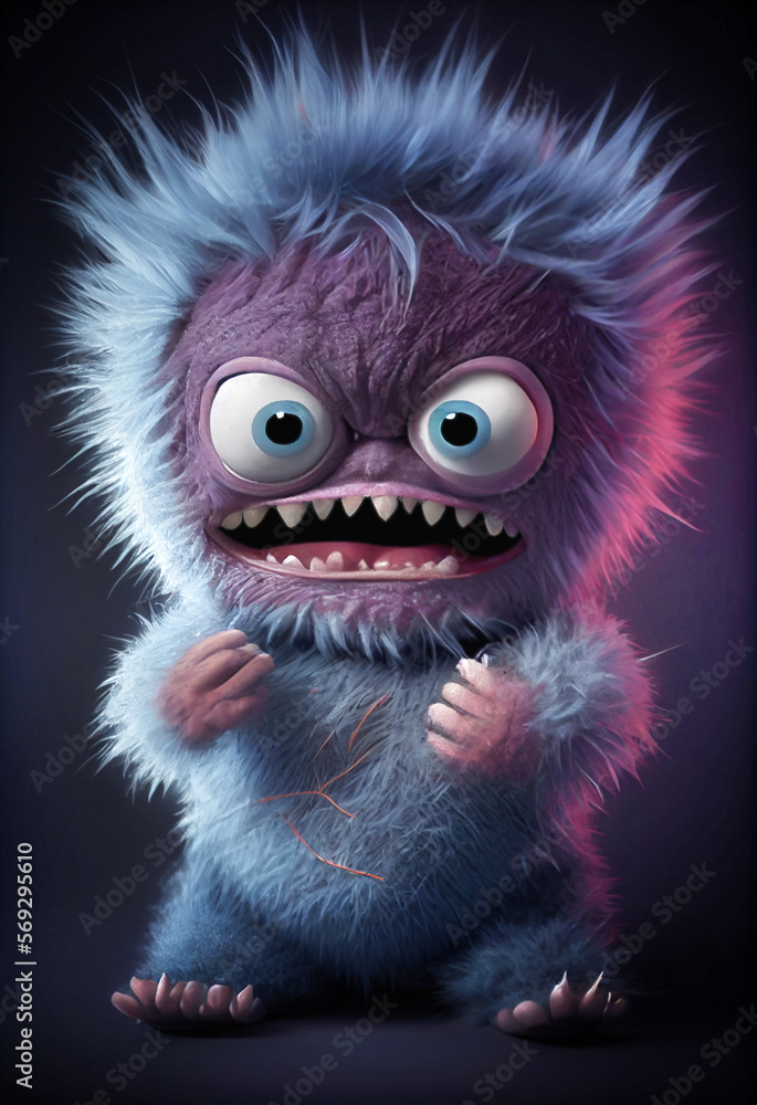Generative AI abstract render of a cute little monster Generative AI abstract render of a cute little monster