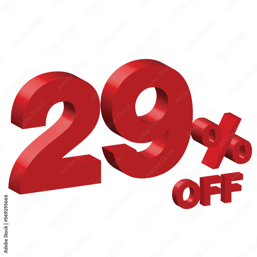 twenty nine 29 percent off 3d vector illustration twenty nine 29 percent off 3d vector illustration