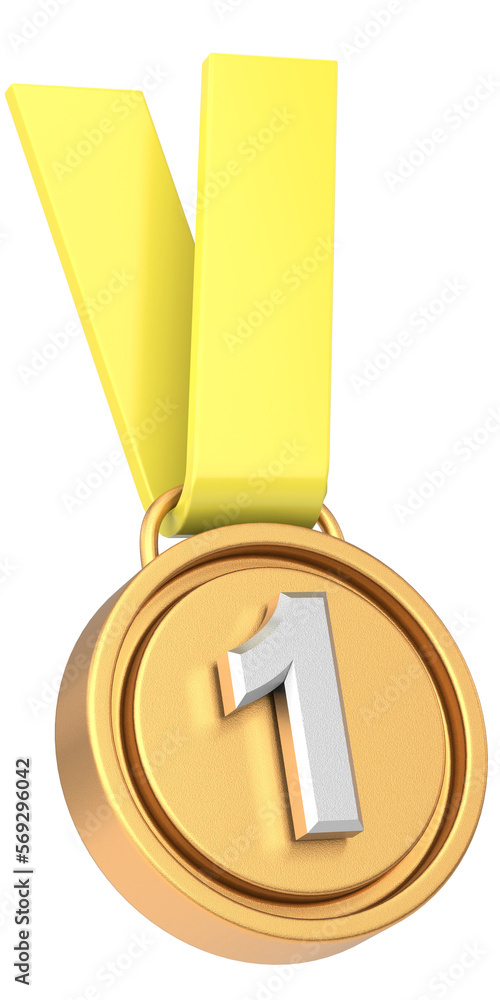 3D gold medal. Number one. 3D illustration. 3D gold medal. Number one. 3D illustration.