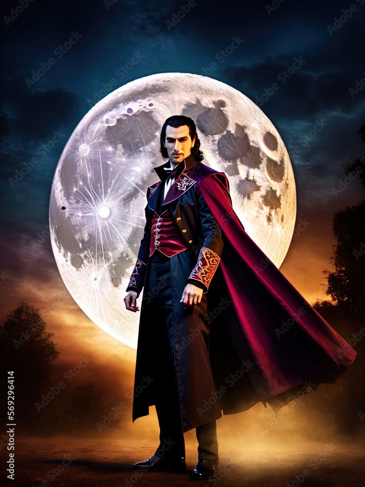 Fototapeta premium A vampire in the Victorian age. Made with Generative AI.