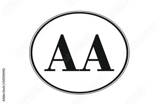U.S. Armed Forces. AA sign of US army in oval. U.S. military vehicle badge. photo
