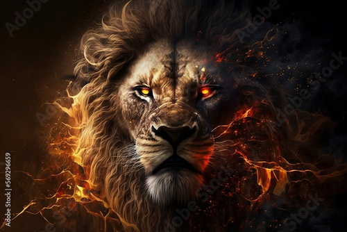 portrait of a fire lion