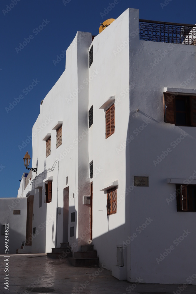 Casas blancas en Rabat, Marruecos, Kasbah of the Udayas, Morocco