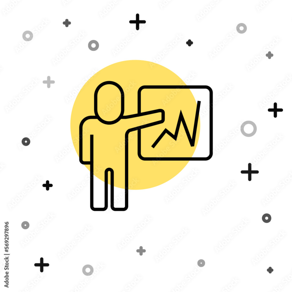 Black line Leader of a team of executives icon isolated on white background. Random dynamic shapes. Vector Black line Leader of a team of executives icon isolated on white background. Random dynamic shapes. Vector