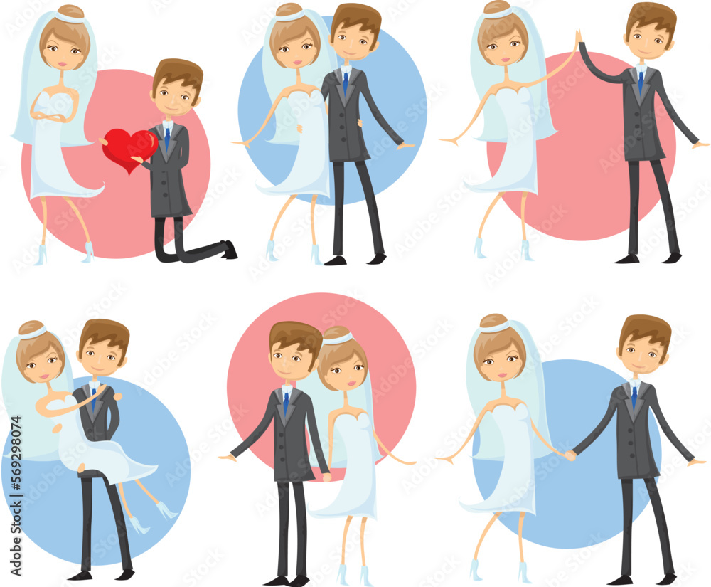 Wedding doodle couple in love. Vector illustration for greeting card, invitation and banner Wedding doodle couple in love. Vector illustration for greeting card, invitation and banner