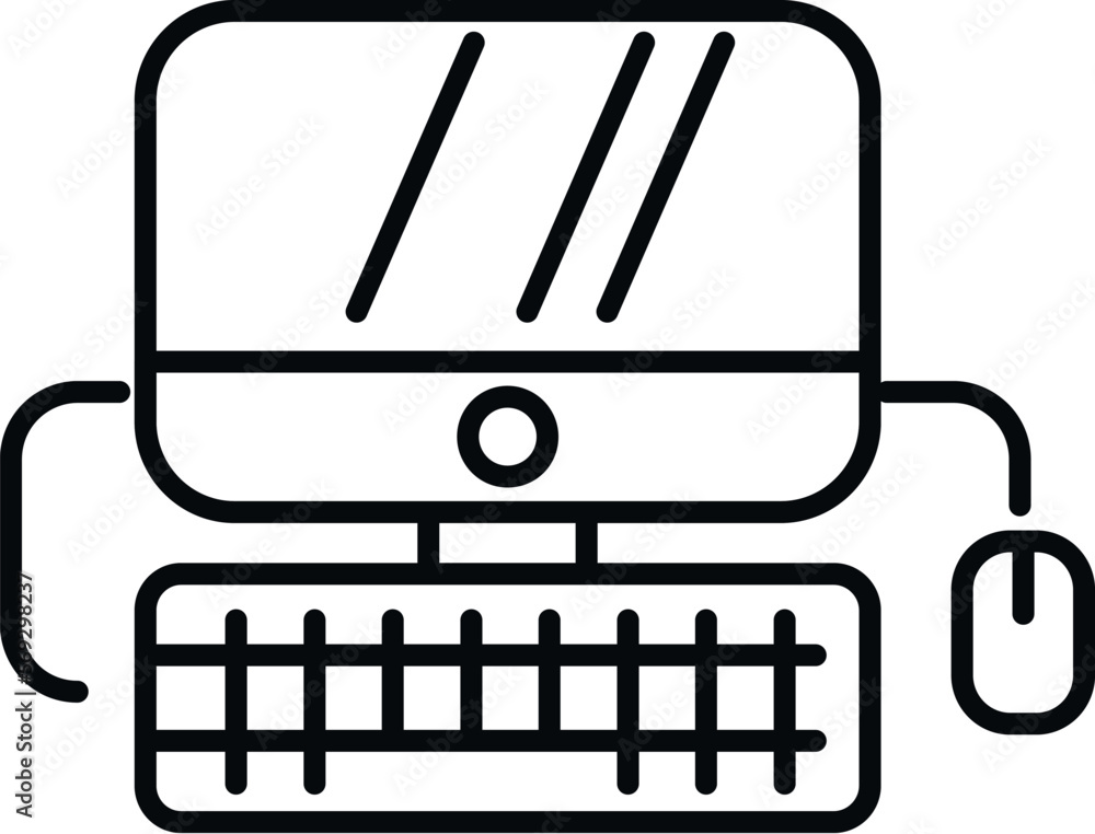 Work computer icon outline vector. Office sit. Chair position Work computer icon outline vector. Office sit. Chair position