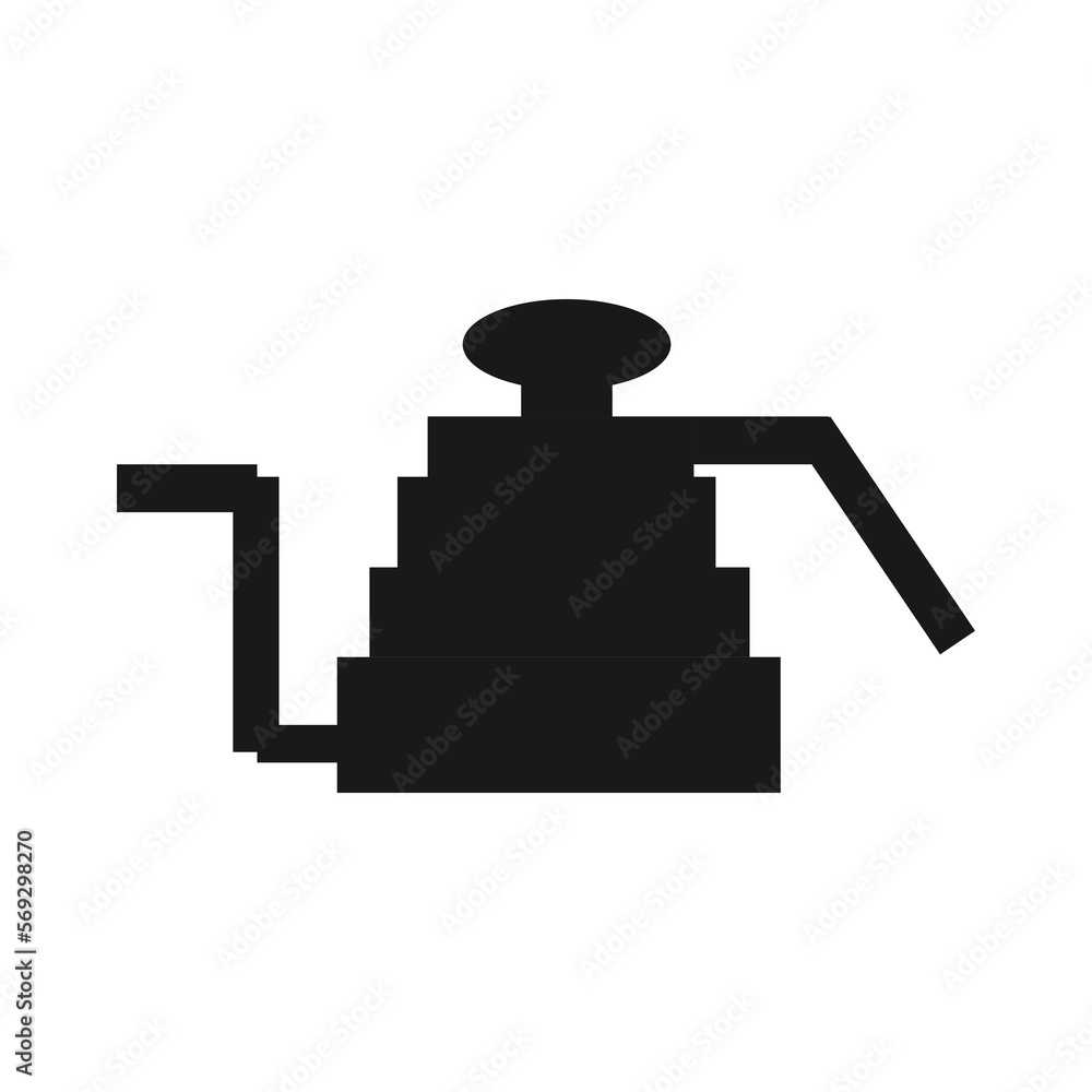 Coffee kettle. Flat black color. Glyph style. Isolated on white background Coffee kettle. Flat black color. Glyph style. Isolated on white background