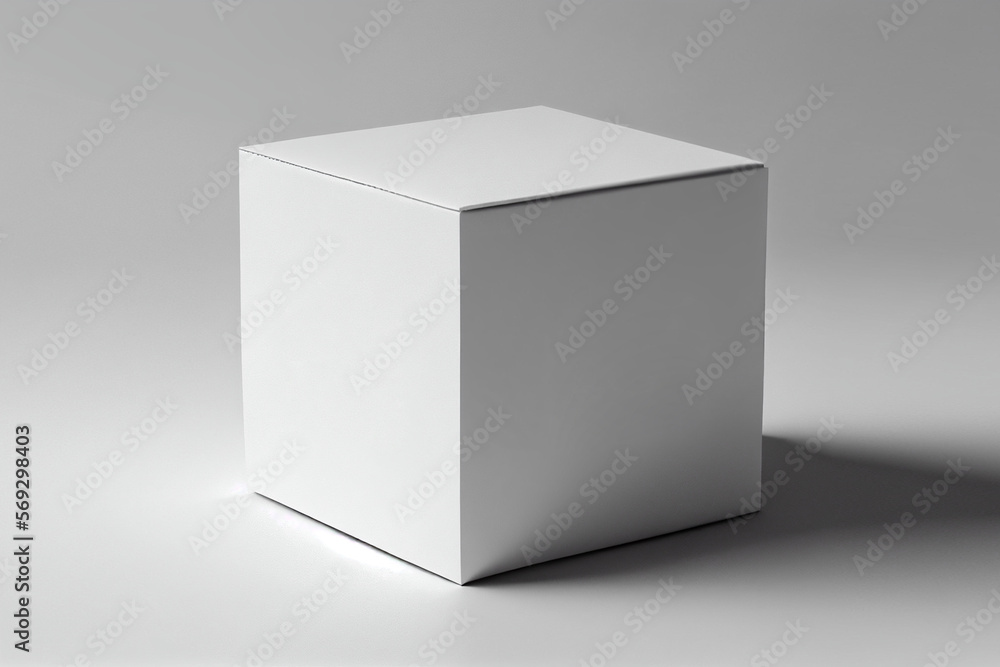 Box for your design and logo mockup on gray background, AI Generated Box for your design and logo mockup on gray background, AI Generated