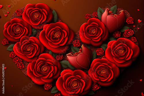 Rote Rosen in Herzform Illustration f  r Valentinstag  Hochzeiten  Verlobung  Muttertag 