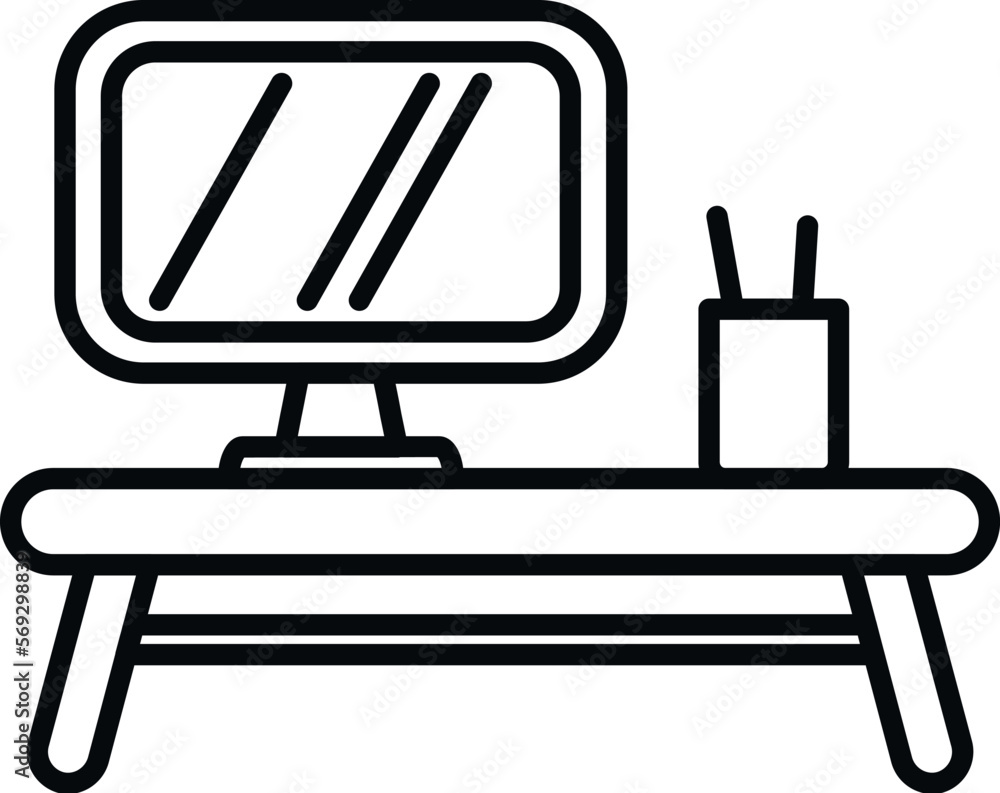 Work on computer icon outline vector. Office sit. Correct position Work on computer icon outline vector. Office sit. Correct position