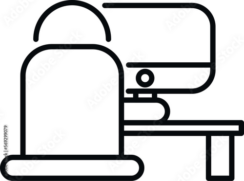 Ergonomic workplace icon outline vector. Office table. Sit posture