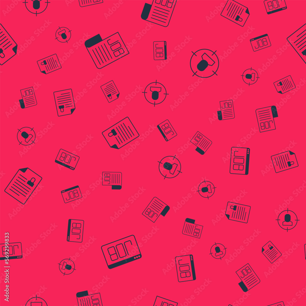 Set Search job, Resume and Head hunting on seamless pattern. Vector Set Search job, Resume and Head hunting on seamless pattern. Vector