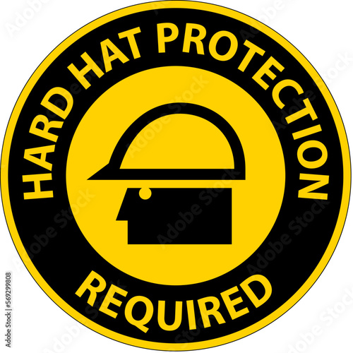 Hard Hat Protection Required Area Sign On White Background
