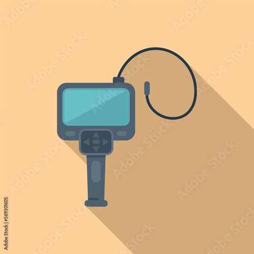 Endoscope camera icon flat vector. Medical inspection. Medicine health