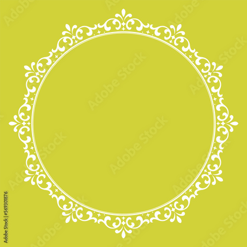 Decorative frame Elegant vector element for design in Eastern style, place for text. Floral yellow and white border. Lace illustration for invitations and greeting cards