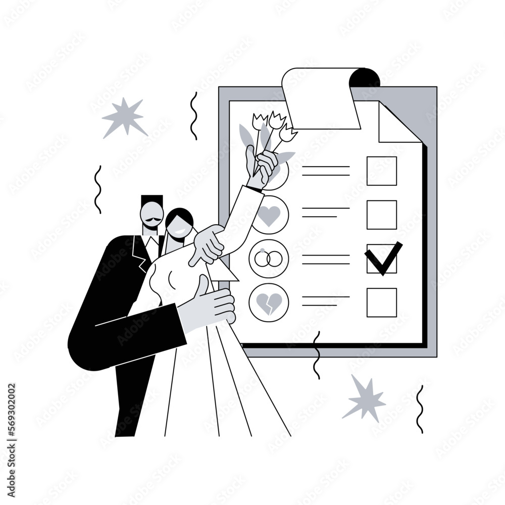 Relationship status abstract concept vector illustration. Relationship civil status, marital