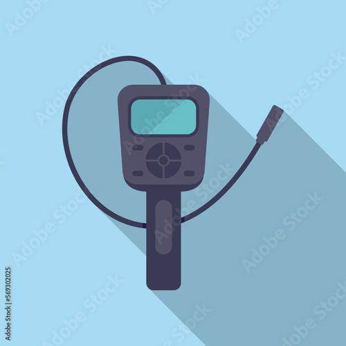 Stomach endoscope icon flat vector. Medical camera. Health cable