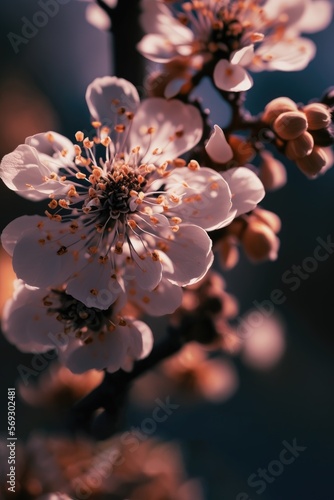 close up of Sakura flower pink background, Beautiful nature spring, cherry blossom flowers, ai generated © Nattawat