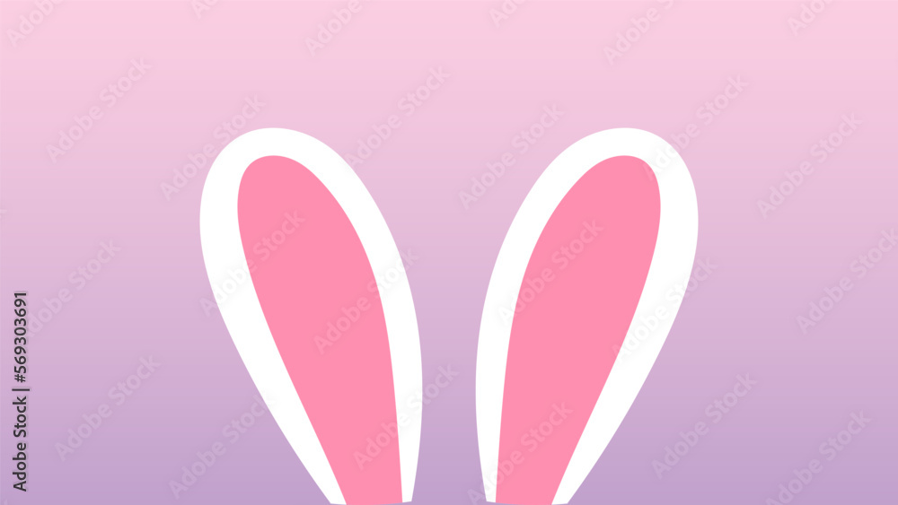 Happy Easter Day hand drawn  with rabbit ears on background  ,illustration  Vector EPS 10