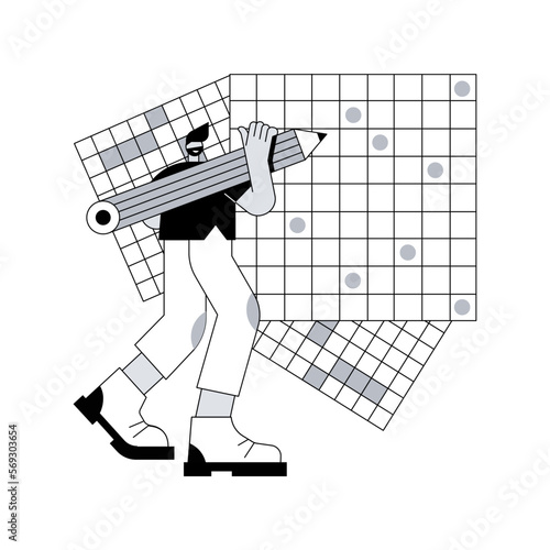 Do a crossword and sudoku abstract concept vector illustration. Stay home games and puzzles, keep your brain in shape, self-isolation time spending, quarantine leasure activity abstract metaphor.
