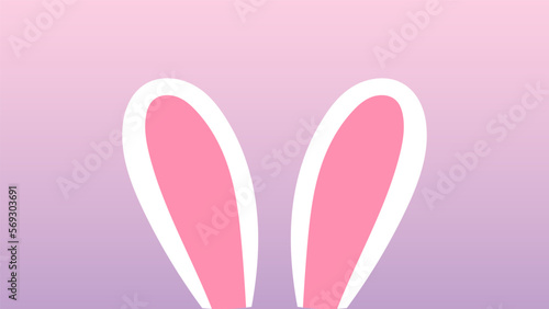 Happy Easter Day hand drawn  with rabbit ears on background  ,illustration  Vector EPS 10