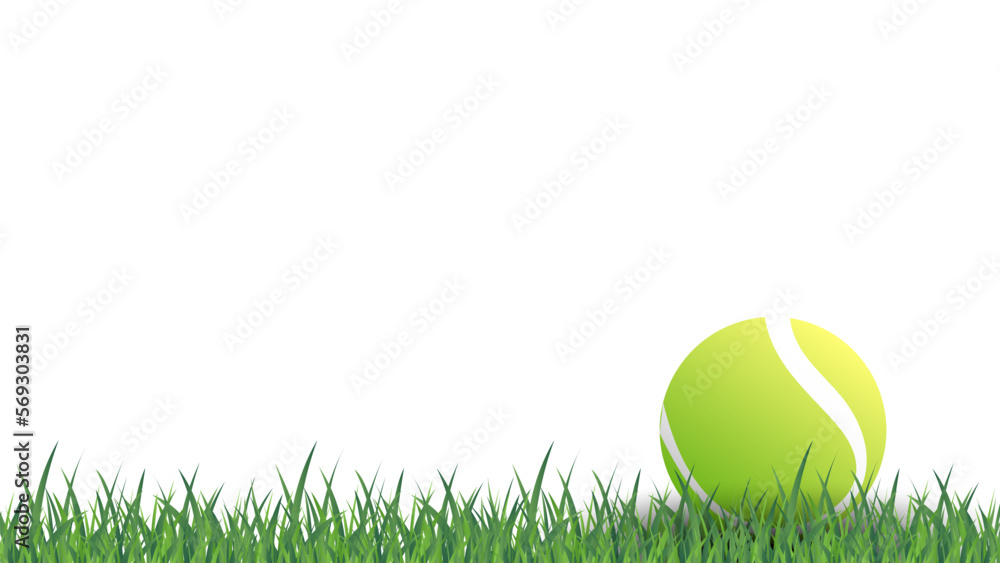 Tennis ball on  grass tennis court background Illustrations for use in online sporting events , Illustration Vector  EPS 10