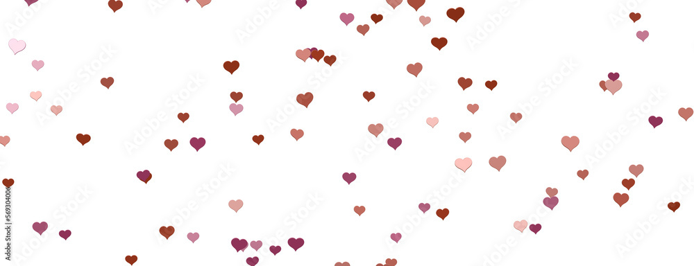 realistic isolated heart confetti on the transparent background for decoration and covering. Concept of Happy Valentine's Day,