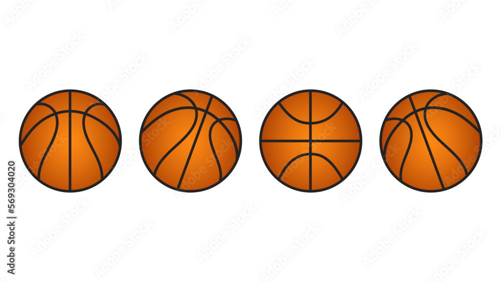Basketball in four versions ranging ,illustrations for use in online sporting events , Illustration Vector  EPS 10