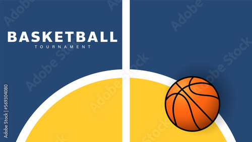 Basketball on white line court ,illustrations for use in online sporting events , Illustration Vector  EPS 10 © NARANAT STUDIO