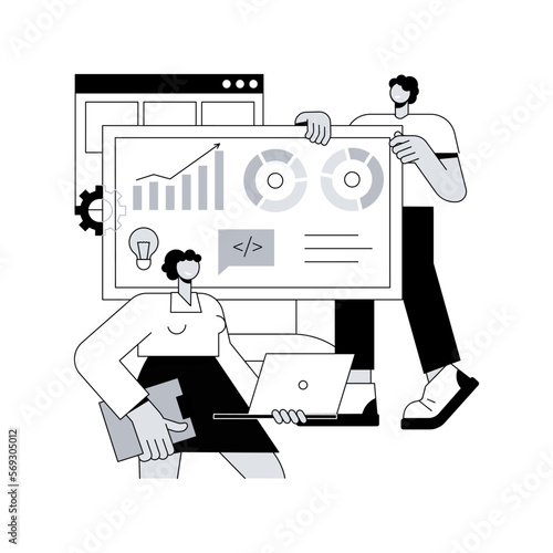 System software development abstract concept vector illustration. All in one software solution, core system modernization, web based software, database systems and apps creation abstract metaphor.