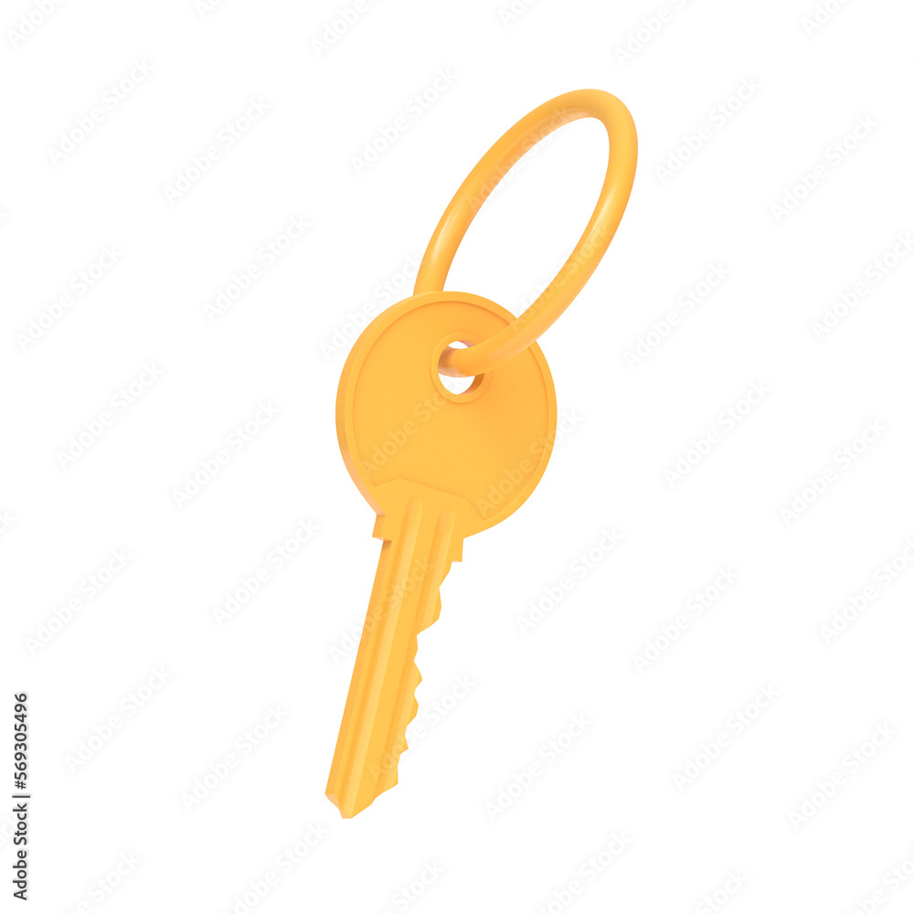 Golden bunch of keys isolated on white background. 3D Rendering Illustration Golden bunch of keys isolated on white background. 3D Rendering Illustration